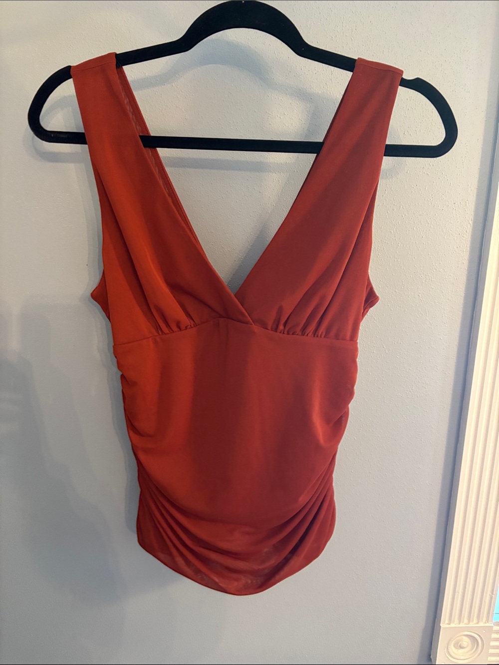 Anthropologie Ruched Mesh Tank Top Burnt Orange/rust, Size small